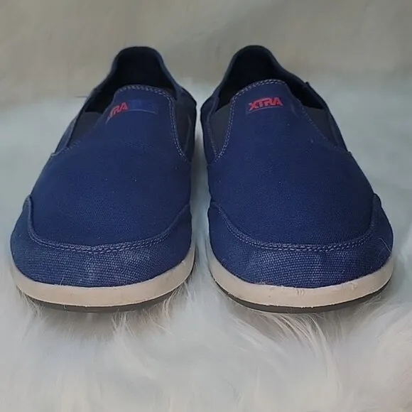 XTRATUF Sheng Fu Blue Canvas Slip On Nautical Preppy Deck Water Casual Boat Shoe