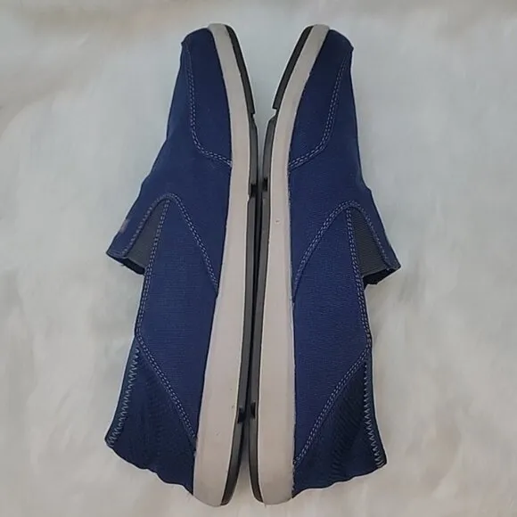 XTRATUF Sheng Fu Blue Canvas Slip On Nautical Preppy Deck Water Casual Boat Shoe