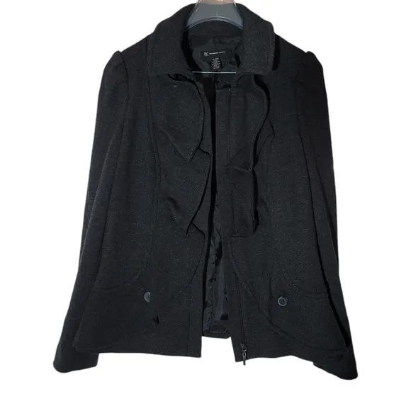 Y2K INC International Concepts Grey Ruffle Jacket Size X-Large