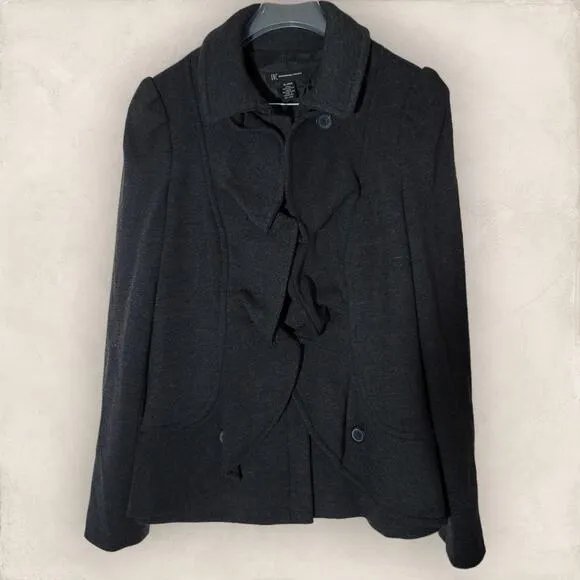 Y2K INC International Concepts Grey Ruffle Jacket Size X-Large