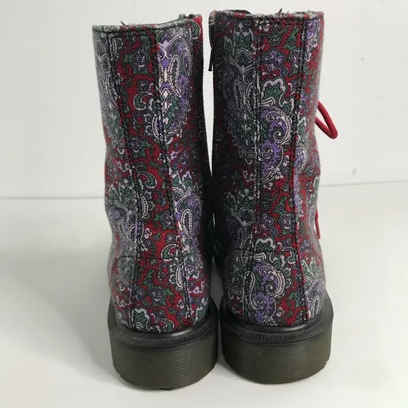 Y's Special Edition Dr. Martens Boots Leather Floral Lace up Zip Womens 7