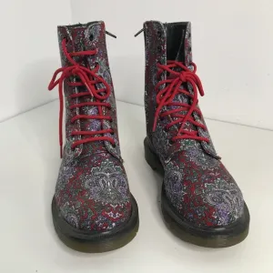 Y's Special Edition Dr. Martens Boots Leather Floral Lace up Zip Womens 7