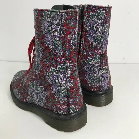 Y's Special Edition Dr. Martens Boots Leather Floral Lace up Zip Womens 7