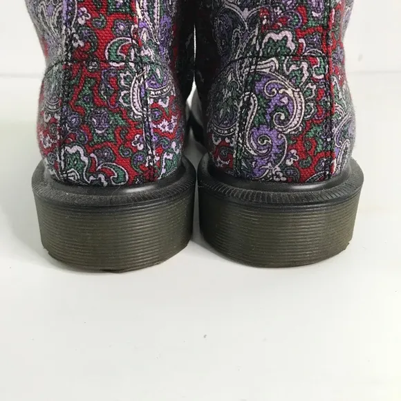 Y's Special Edition Dr. Martens Boots Leather Floral Lace up Zip Womens 7