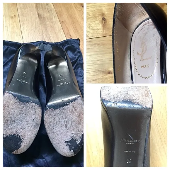 YSL Tribtoo 80 Pump Black Caviar Leather EUC