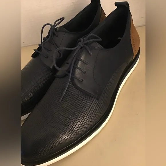 Zanzara mens dark blue leather oxford shoes US 13 medium