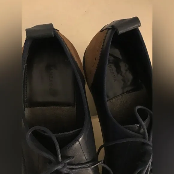 Zanzara mens dark blue leather oxford shoes US 13 medium