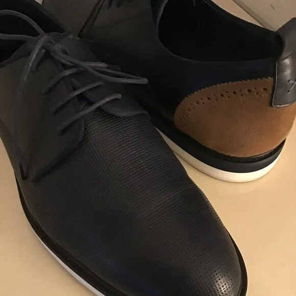 Zanzara mens dark blue leather oxford shoes US 13 medium