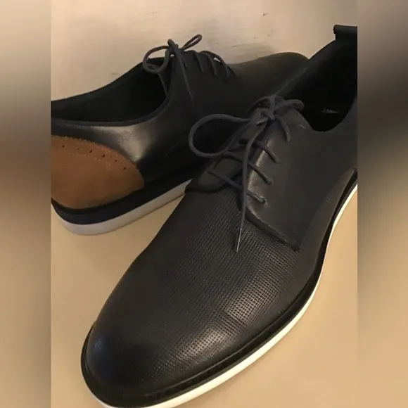 Zanzara mens dark blue leather oxford shoes US 13 medium