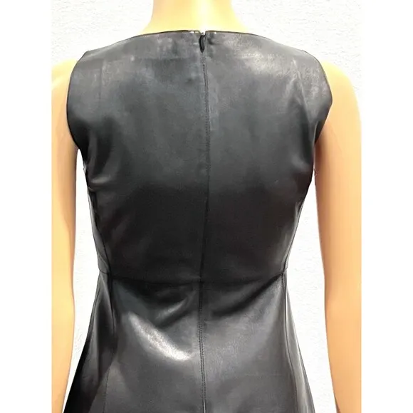 Zara 100% Leather Short Dress Black ZW Collection Size Large 5479/261
