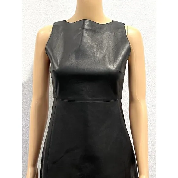 Zara 100% Leather Short Dress Black ZW Collection Size Large 5479/261