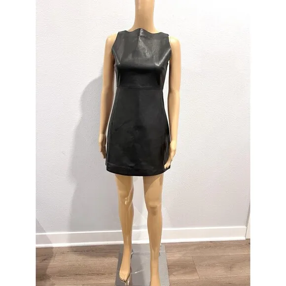 Zara 100% Leather Short Dress Black ZW Collection Size Large 5479/261