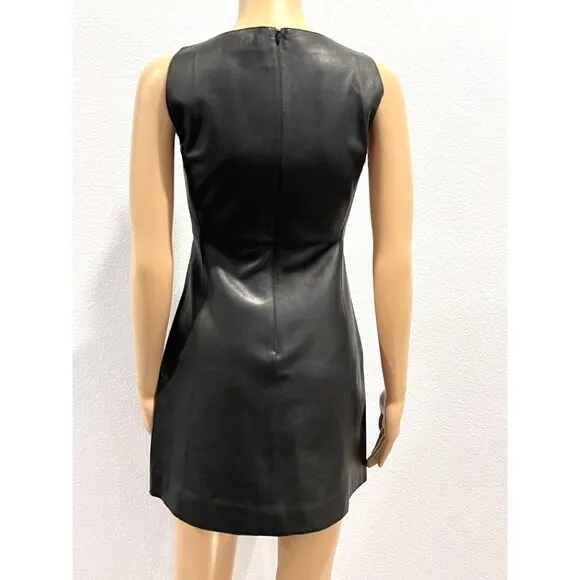 Zara 100% Leather Short Dress Black ZW Collection Size Large 5479/261