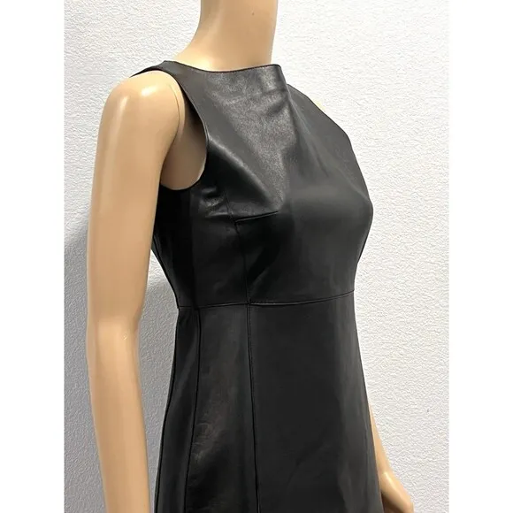 Zara 100% Leather Short Dress Black ZW Collection Size Large 5479/261