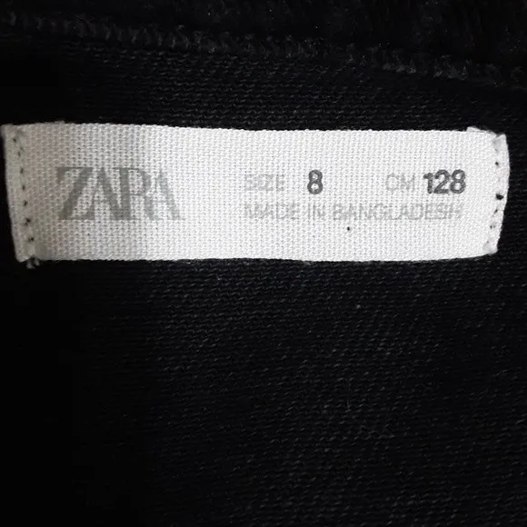 Zara Big Girl Fringed Western Cropped Black Denim Jacket US 8