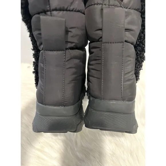 ZARA BLACK FLAT QUILTED ANKLE BOOTS WITH FAUX SHEARLING UK5 EUR38 US7.5