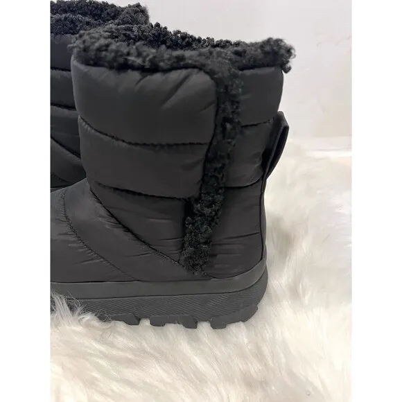 ZARA BLACK FLAT QUILTED ANKLE BOOTS WITH FAUX SHEARLING UK5 EUR38 US7.5