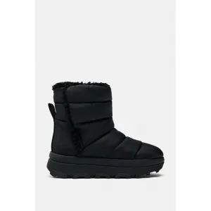 ZARA BLACK FLAT QUILTED ANKLE BOOTS WITH FAUX SHEARLING UK5 EUR38 US7.5