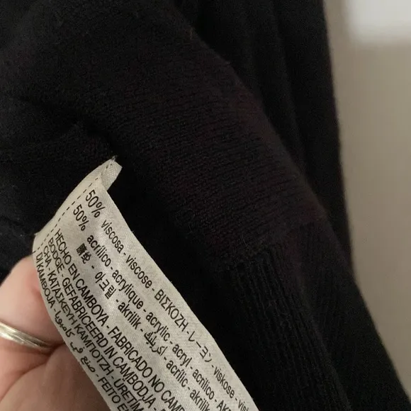 Zara black knit oversized boat neck top, L