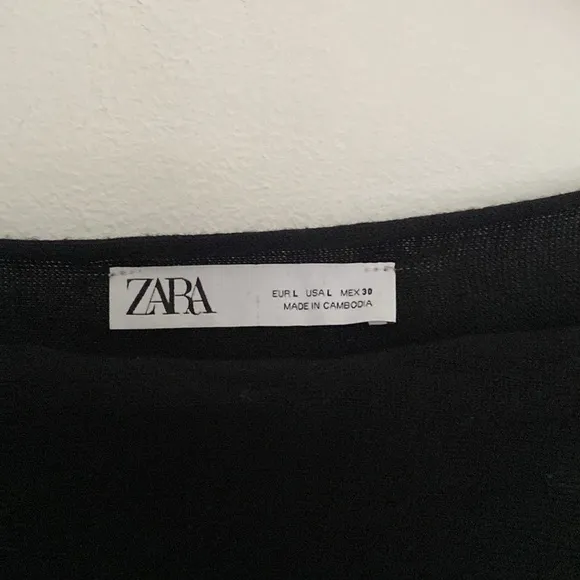 Zara black knit oversized boat neck top, L