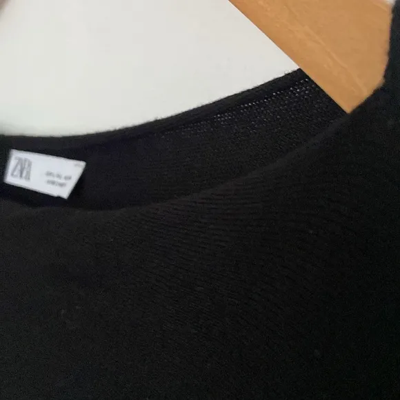 Zara black knit oversized boat neck top, L