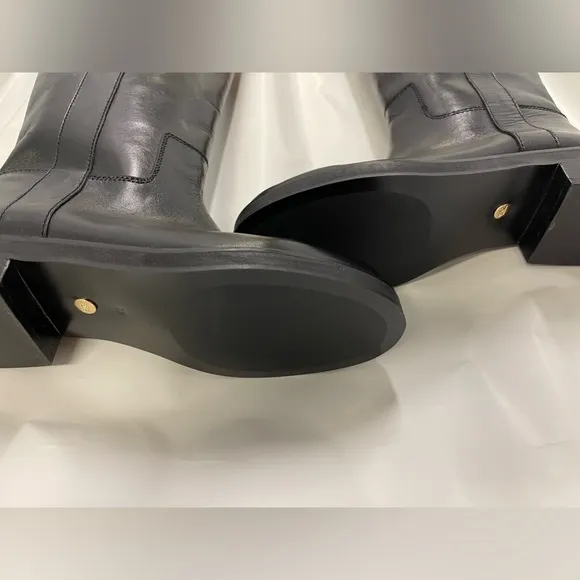 ZARA Black Leather Flat Leather Boots