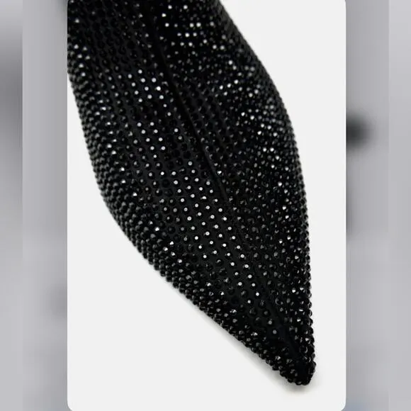 Zara Black RHINESTONE HEELED ANKLE BOOTS