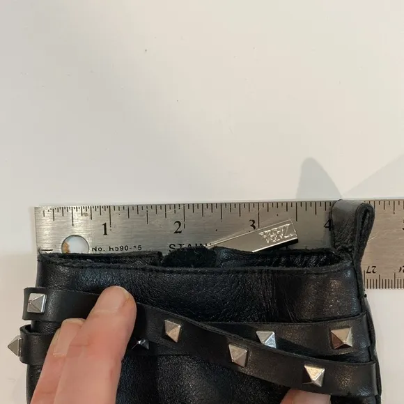 Zara Black Studded Leather Heeled Ankle Size 6