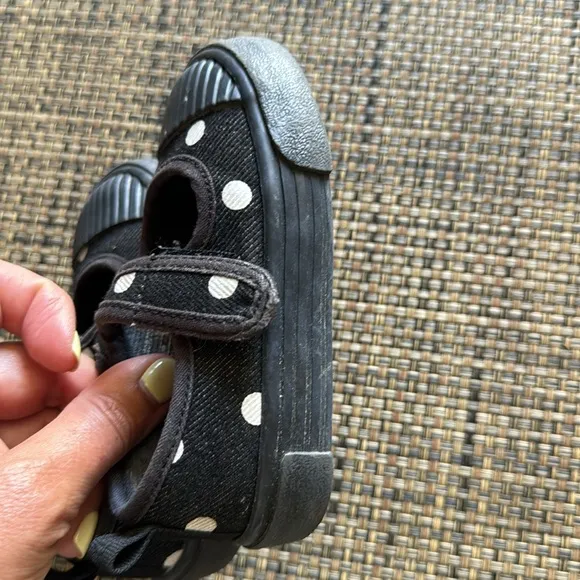 Zara Black White Polka Dot Canvas Maryjane Shoes