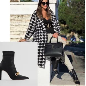 Zara chain trim heeled ankle boots bloggers favorite