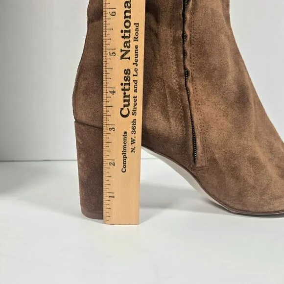 Zara Collection Suede Boots Womens US 8 Brown Camel Heeled Lace Up OTK Flawed