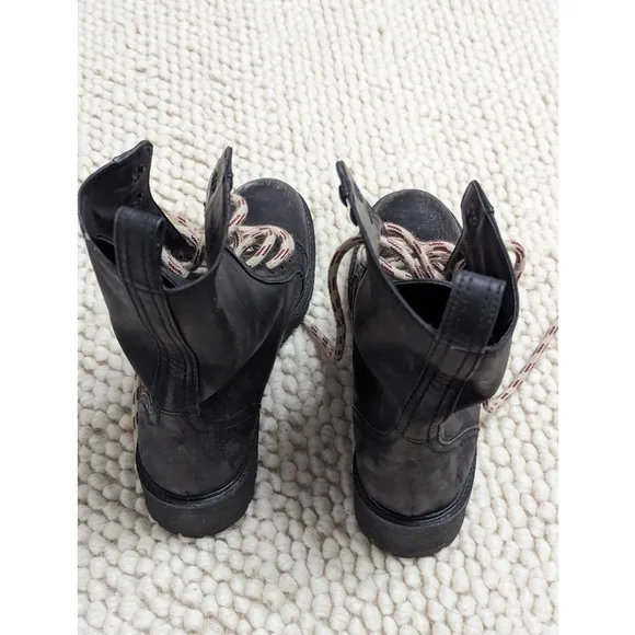 Zara Distressed look Flat Leather Lace Up Ankle Boots Women's Size 6