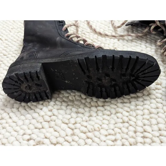 Zara Distressed look Flat Leather Lace Up Ankle Boots Women's Size 6