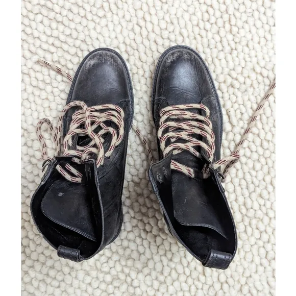 Zara Distressed look Flat Leather Lace Up Ankle Boots Women's Size 6