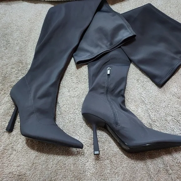 Zara Fabric Over The Knee Heeled Boots