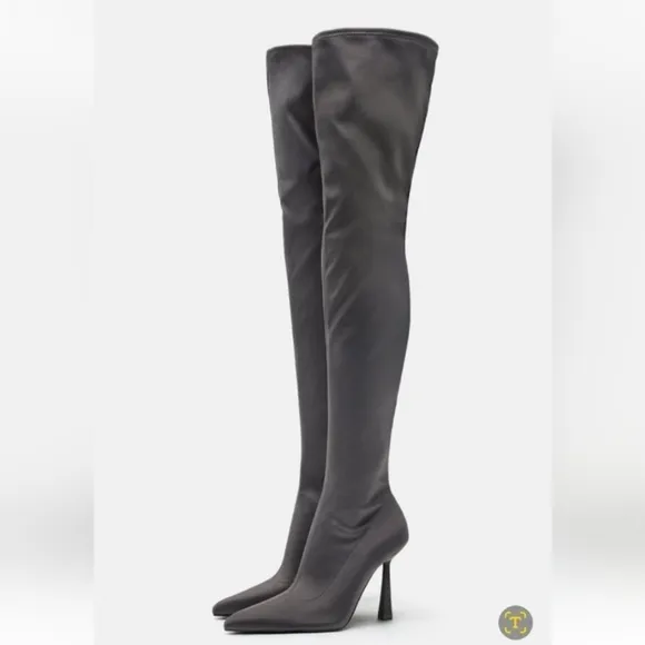 Zara Fabric Over The Knee Heeled Boots