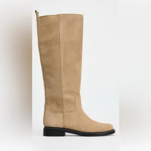 Zara flat leather suede boots with interior lining