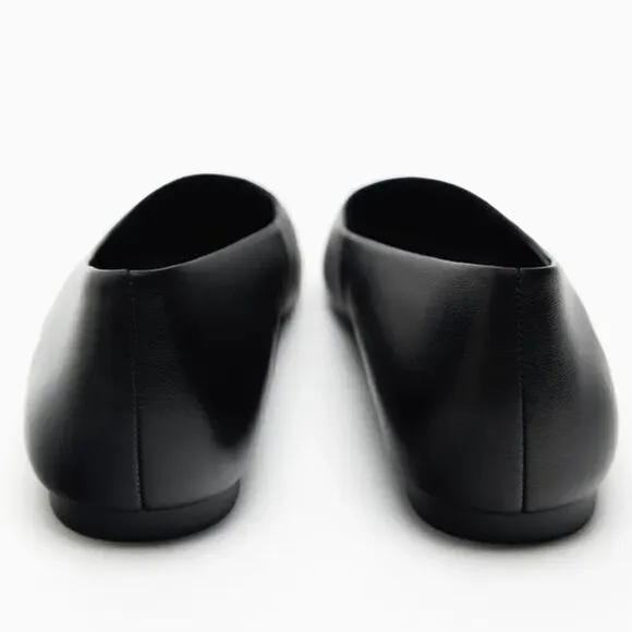 Zara Genuine Leather Flats With Studs New