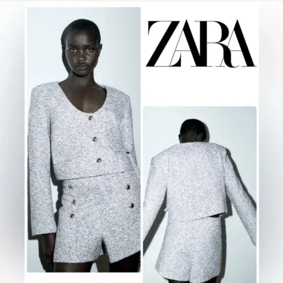 Zara Gold Button Textured Blazer