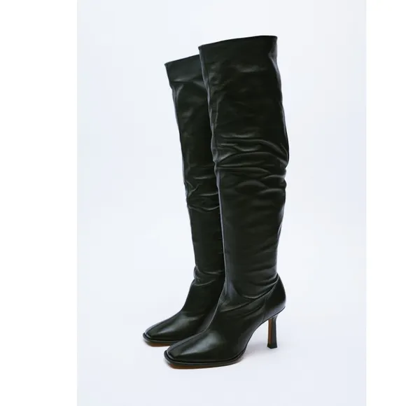 ZARA HEELED LEATHER BOOTS MADE IN SPAIN