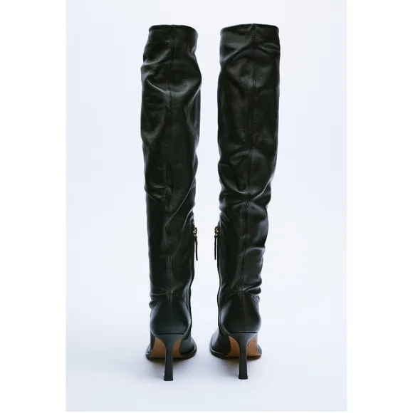ZARA HEELED LEATHER BOOTS MADE IN SPAIN