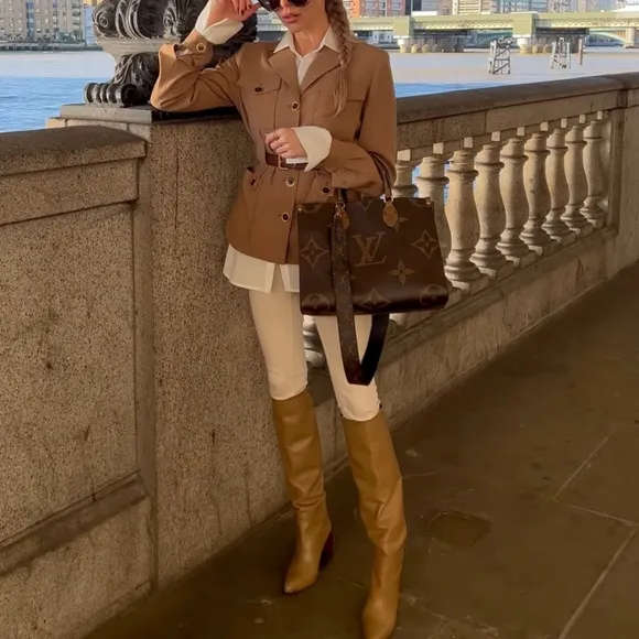 ZARA Heeled Leather Knee High Boots