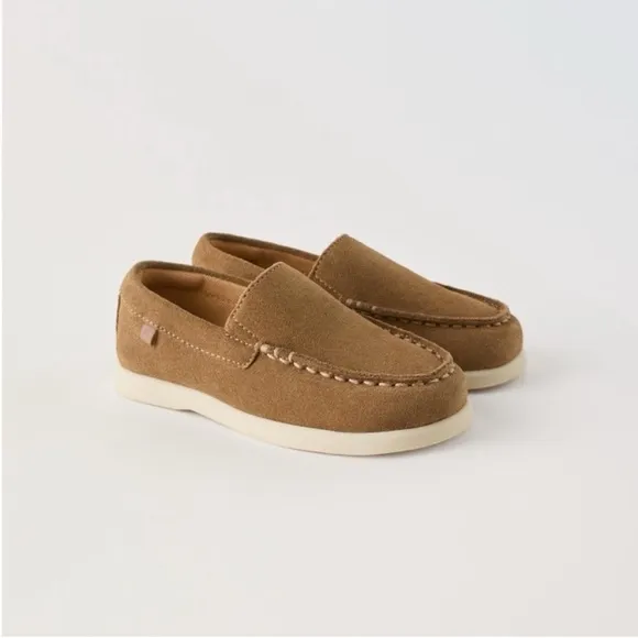 Zara kids, Brown, SUEDE BOAT SHOES, 8 (5.9 inches)