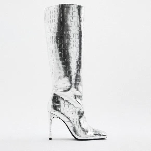 ZARA LAMINATED HEELED BOOTS