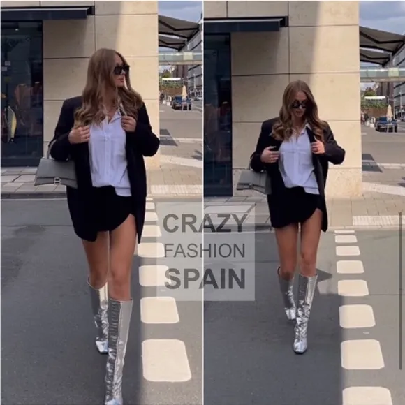 ZARA LAMINATED HEELED BOOTS
