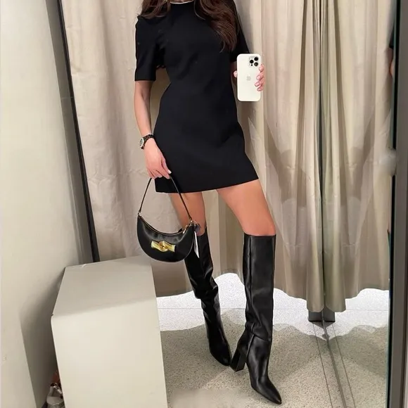 Zara Leather Over The Knee Boots