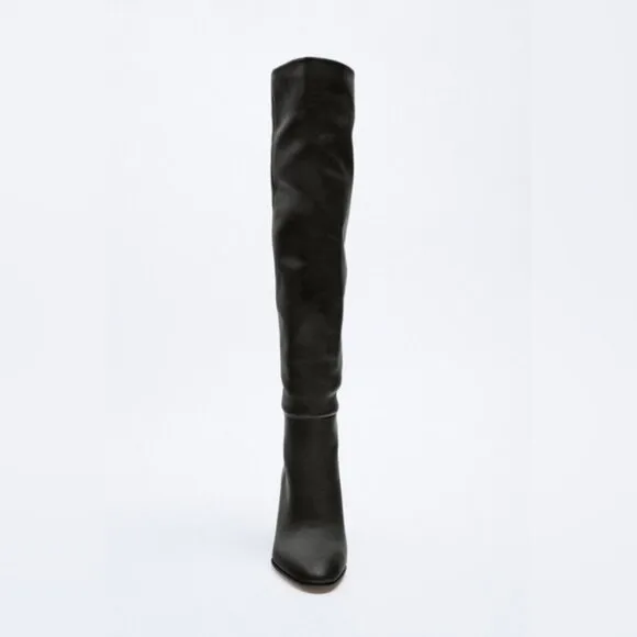 Zara Leather Over The Knee Boots