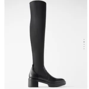Zara Low Heeled  Over the Knee Sock Boots