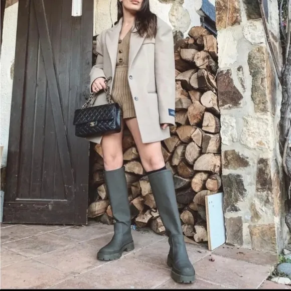 Zara low heeled rubberized boots