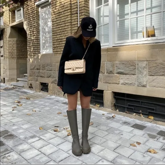 Zara low heeled rubberized boots